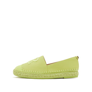 Light Green ST Embroidery Leather Espadrilles