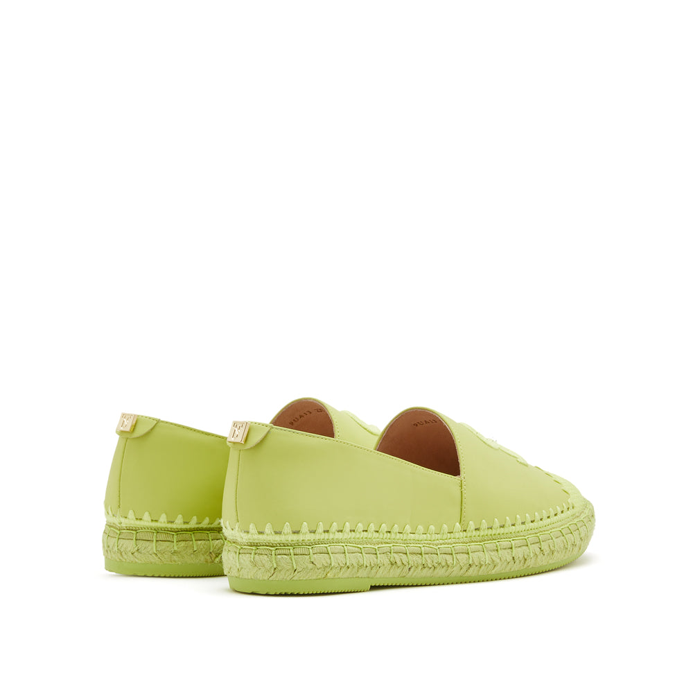 Light Green ST Embroidery Leather Espadrilles