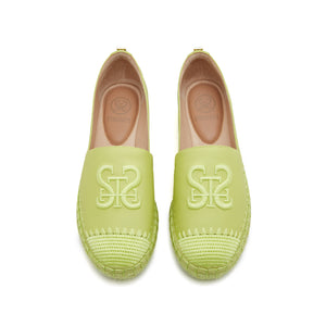 Light Green ST Embroidery Leather Espadrilles