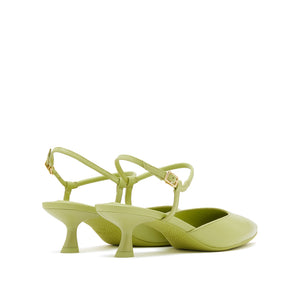 Green Pointy Strap Heeled Pumps