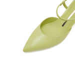 Load image into Gallery viewer, Green Pointy Strap Heeled Pumps
