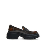 Load image into Gallery viewer, Brown Leather Platform Chunky Penny Loafers
