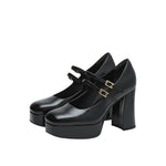 Load image into Gallery viewer, Black Platform Strap Mary Jane Pumps
