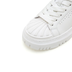 White Sneakers With Golden Tiger Patch