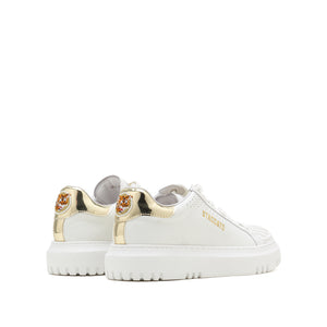White Sneakers With Golden Tiger Patch
