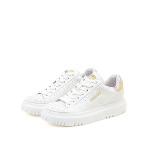 White Sneakers With Golden Tiger Patch