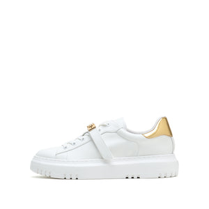 White Sneakers With Golden Velcro