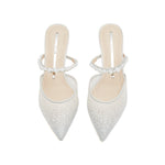 Load image into Gallery viewer, Silvery Crystal Pearl Heeled Mule
