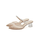 Load image into Gallery viewer, Taupe Crystal Pearl Heeled Mule
