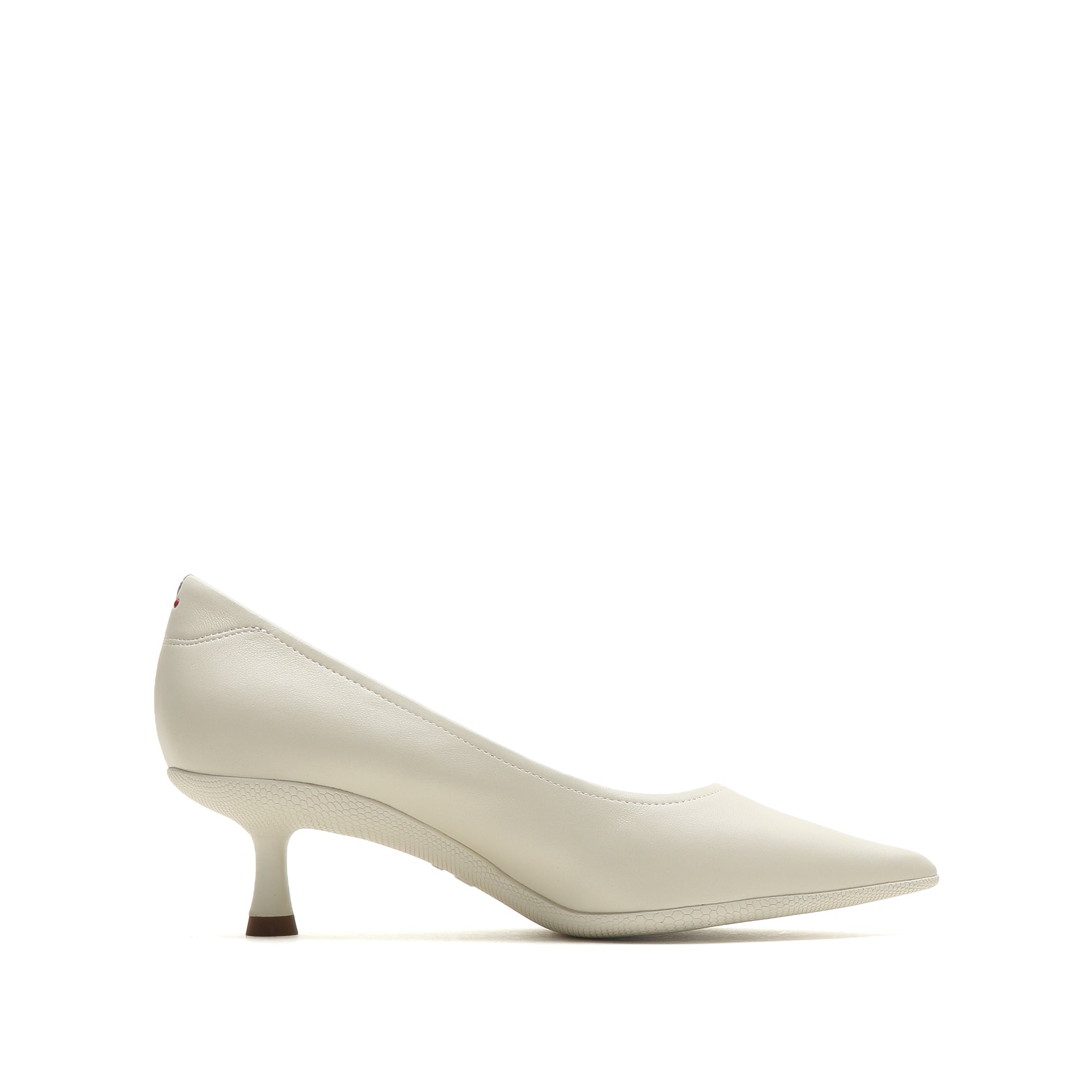 Beige Leather Pointed Toe Pumps