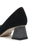 Load image into Gallery viewer, Black and Silver Glitter Heeled Pumps
