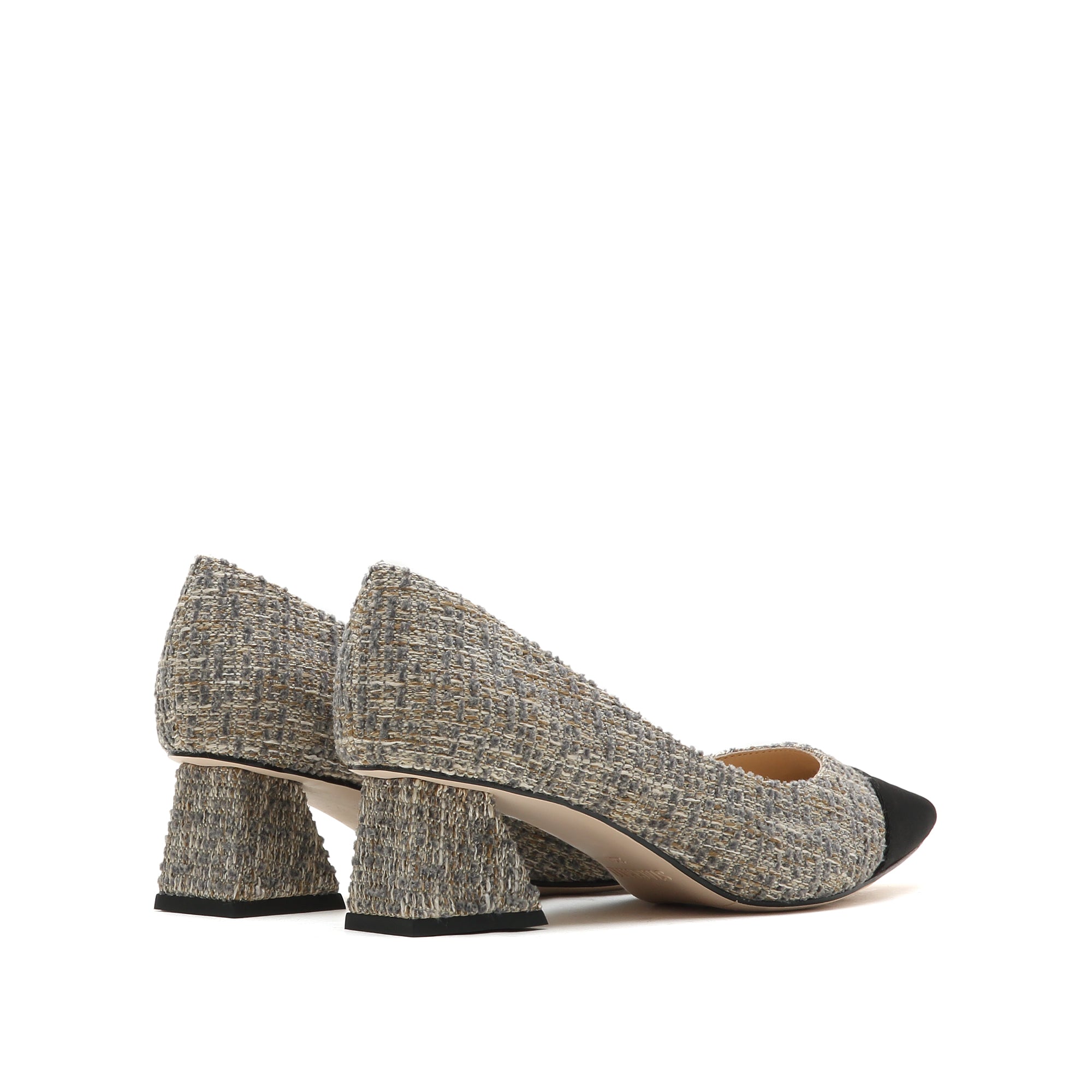 Brown Tweed Toe-Cap Pumps