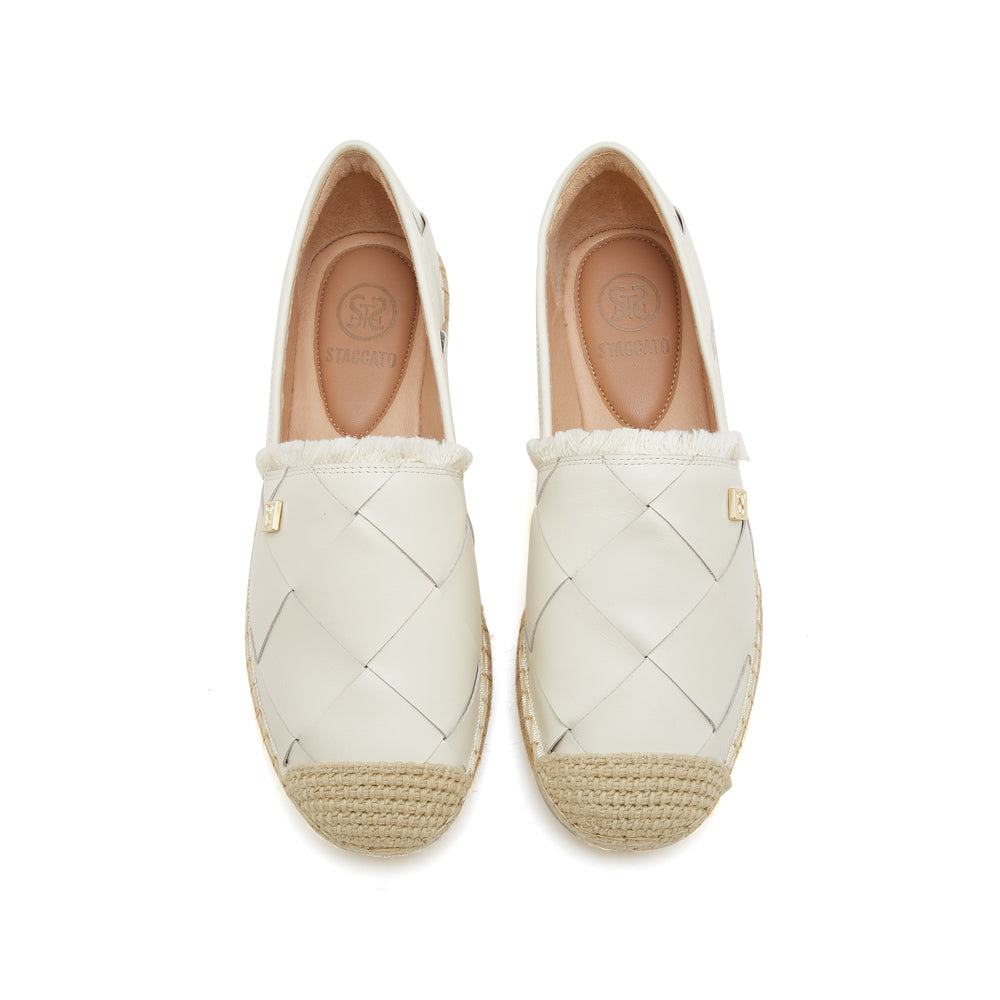 Beige ST Knitted Leather Espadrilles