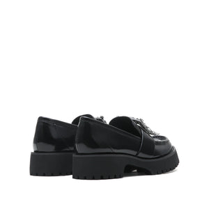 Crystal Buckle Platform Loafers