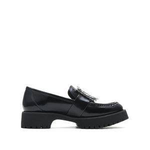 Crystal Buckle Platform Loafers