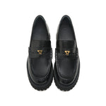 Load image into Gallery viewer, Black Leather Platform Penny Loafers
