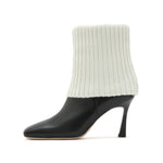 Load image into Gallery viewer, Beige Fisherman Knitted Heeled Ankle Boots

