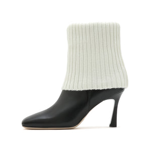 Beige Fisherman Knitted Heeled Ankle Boots