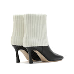 Load image into Gallery viewer, Beige Fisherman Knitted Heeled Ankle Boots
