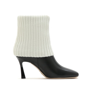 Beige Fisherman Knitted Heeled Ankle Boots