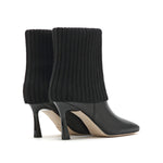 Load image into Gallery viewer, Black Fisherman Knitted Heeled Ankle Boots
