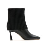 Load image into Gallery viewer, Black Fisherman Knitted Heeled Ankle Boots
