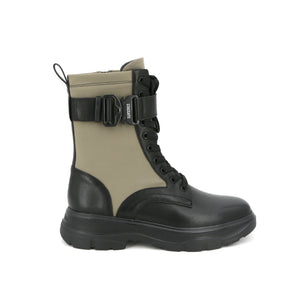 Green Military Combat Boots With Buckle