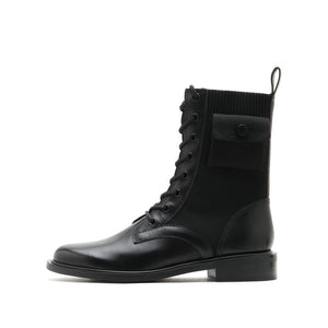 Black Military Combat Boots With Pocket