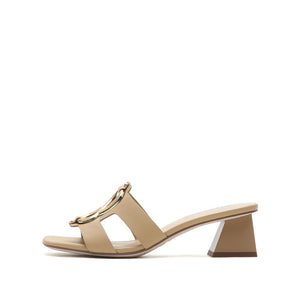 Taupe St Metallic Buckle Cut Out Heeled Sandals