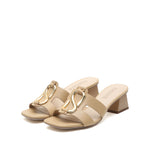 Load image into Gallery viewer, Taupe St Metallic Buckle Cut Out Heeled Sandals
