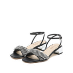 Load image into Gallery viewer, Black Crystal Cross Strap Sandals
