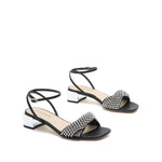 Load image into Gallery viewer, Black Crystal Cross Strap Sandals
