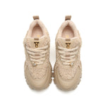 Load image into Gallery viewer, Khaki Fluffy Plush Chunky Sneakers
