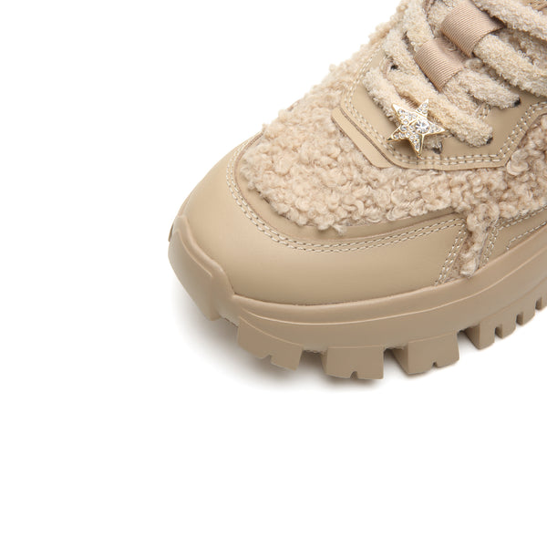 STACCATO - Official Site] Khaki Fluffy Plush Chunky Sneakers