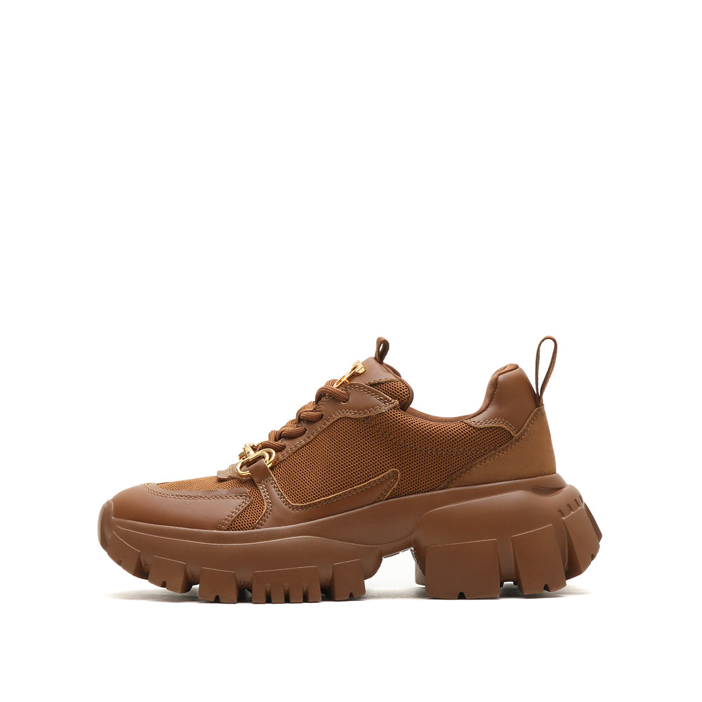 Caramel Skeleton Horsebit Chunky Sneakers