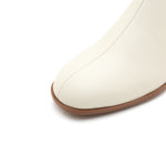 Load image into Gallery viewer, Beige Block Heel Zip-Up Ankle Boots

