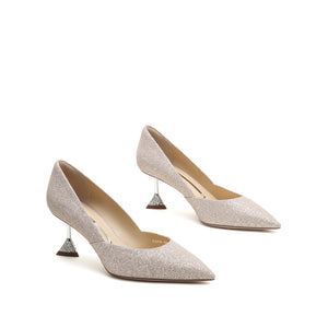 Pastel Glitter Pointed Crystal Heeled Pumps