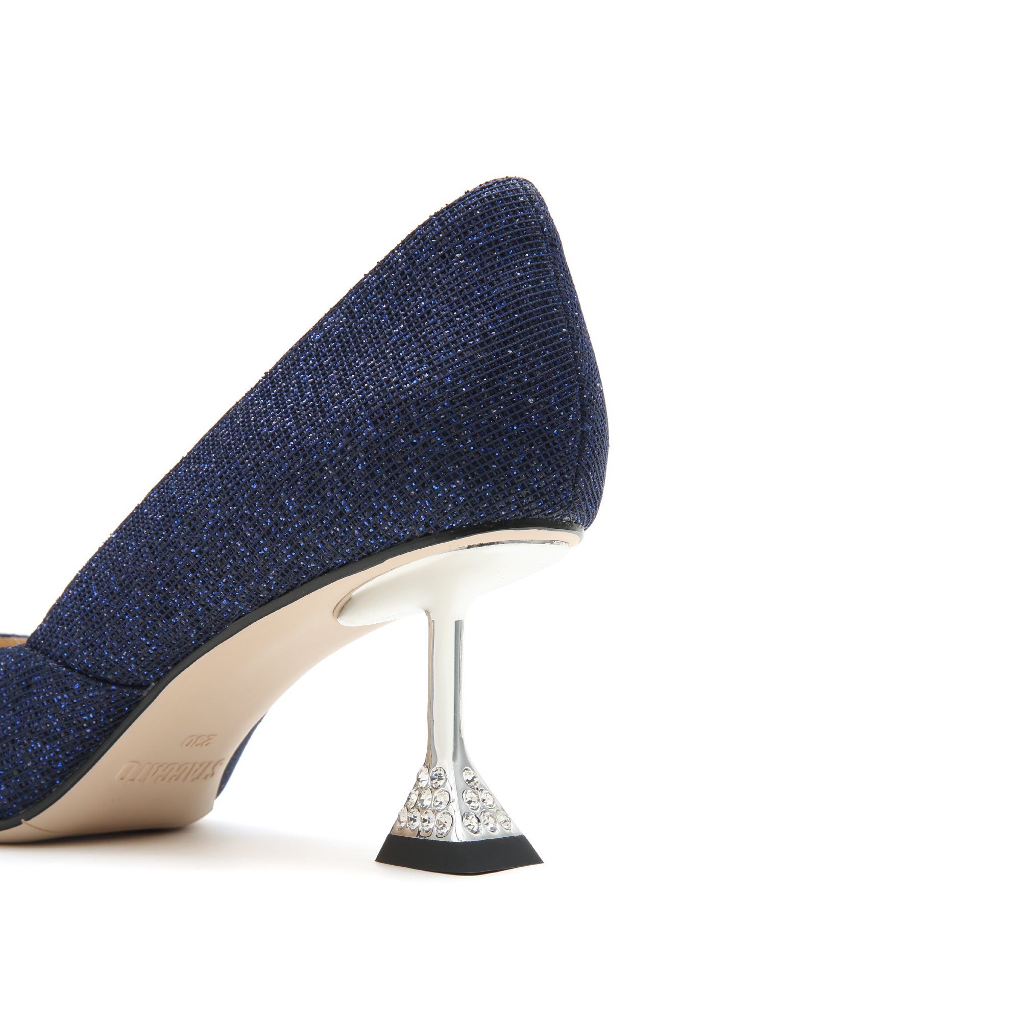 Blue Glitter Pointed Crystal Heeled Pumps