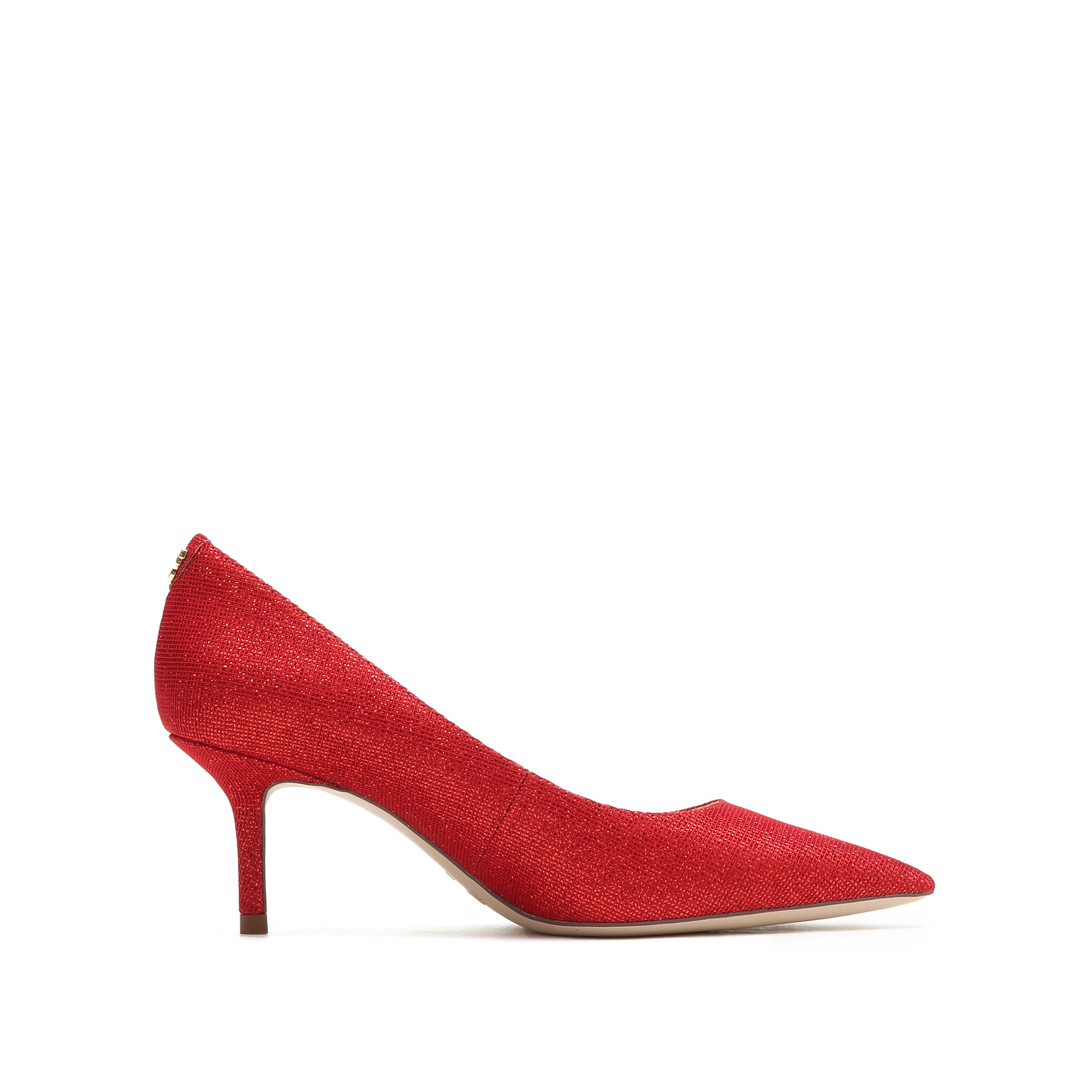 Red Glitter Pointed Toe Heeled Pumps