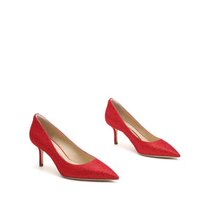 Red Glitter Pointed Toe Heeled Pumps