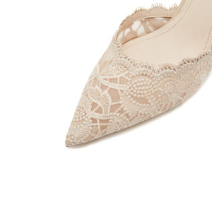 Taupe Lace D'Orsay Pumps