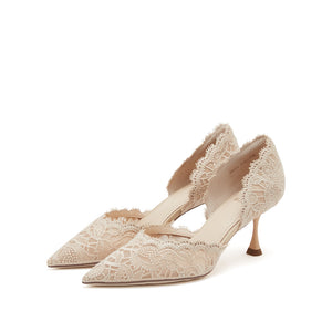 Taupe Lace D'Orsay Pumps