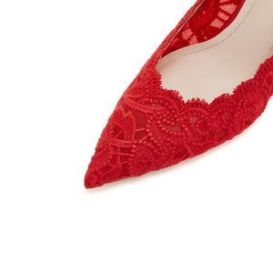 Red Lace Pumps