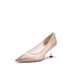 Load image into Gallery viewer, Taupe Crystal-embellished Mesh Pumps
