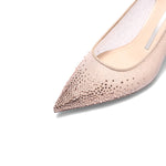 Load image into Gallery viewer, Taupe Crystal-embellished Mesh Pumps
