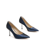 Load image into Gallery viewer, Blue Sequins Pointed Toe Crystal Heeled Pumps
