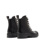 Load image into Gallery viewer, Black Rubber Toe Cap Lace Up Boots
