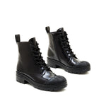 Load image into Gallery viewer, Black Rubber Toe Cap Lace Up Boots
