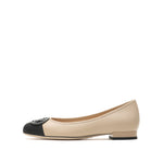 Load image into Gallery viewer, Taupe St Buckle Toe Cap Flats
