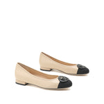 Load image into Gallery viewer, Taupe St Buckle Toe Cap Flats
